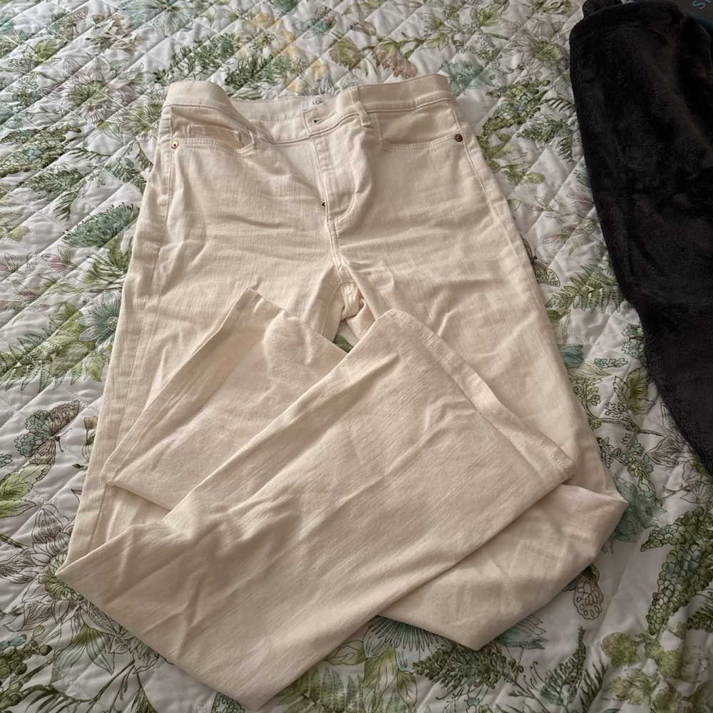 LOFT Cream Flare & Wide Leg Jeans